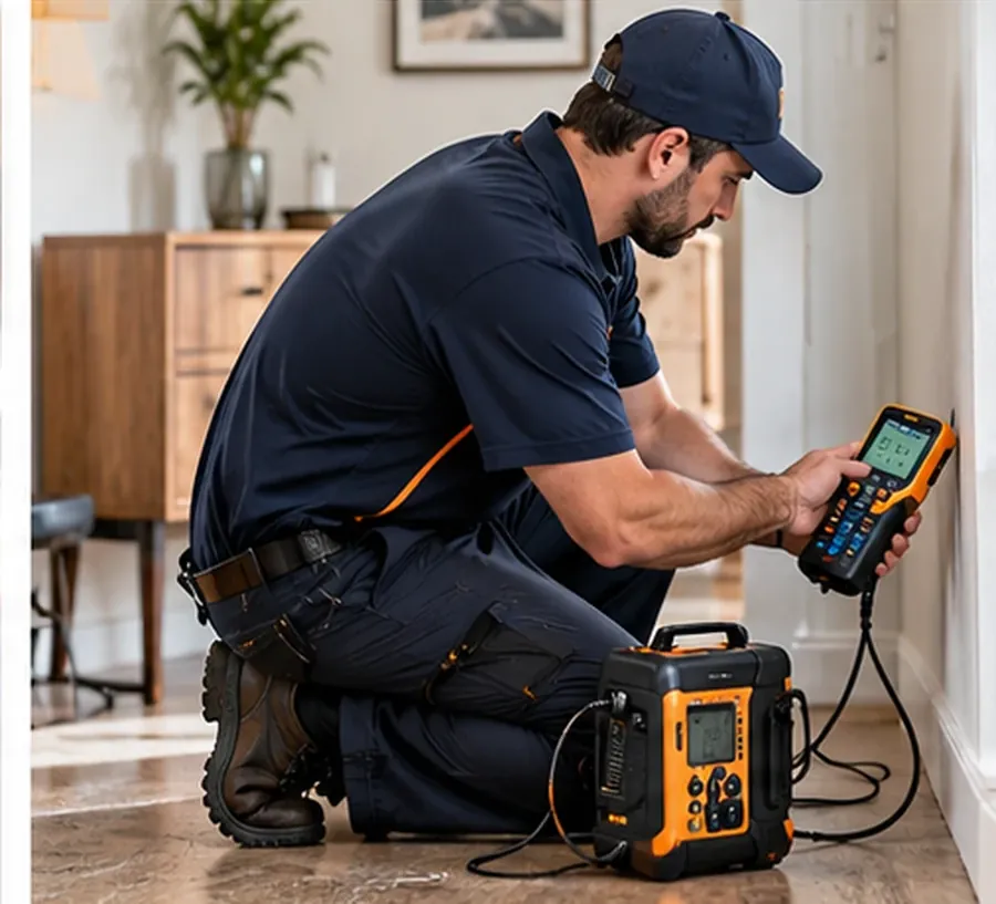 Thermal imaging equipment used to investigate moisture